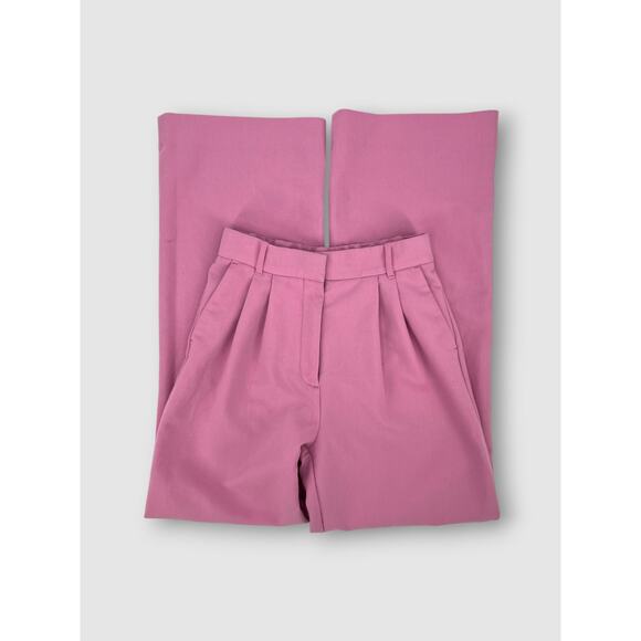 Abercrombie & Fitch Pink Wide Leg Pleated Trousers High Rise Tailored Size 27/4L - Picture 8 of 8